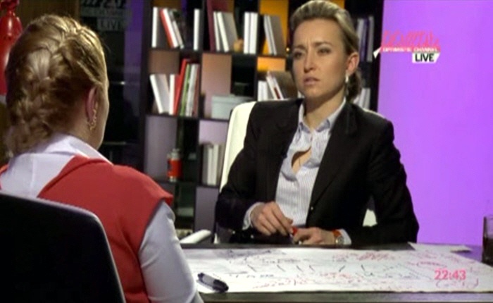 Марина Малыхина и Софья Светлосанова на телеканале Дождь